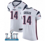 Men's Nike New England Patriots #14 Steve Grogan White Vapor Untouchable Elite Player Super Bowl LII NFL Jersey