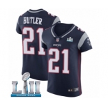 Men's Nike New England Patriots #21 Malcolm Butler Navy Blue Team Color Vapor Untouchable Elite Player Super Bowl LII NFL Jersey