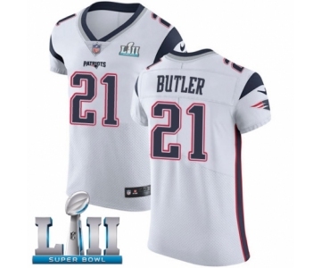 Men's Nike New England Patriots #21 Malcolm Butler White Vapor Untouchable Elite Player Super Bowl LII NFL Jersey