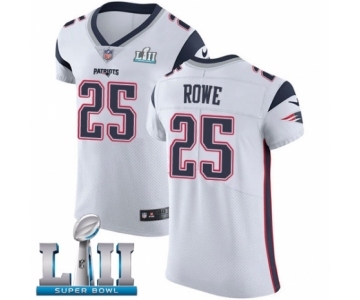 Men's Nike New England Patriots #25 Eric Rowe White Vapor Untouchable Elite Player Super Bowl LII NFL Jersey