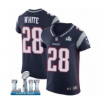 Men's Nike New England Patriots #28 James White Navy Blue Team Color Vapor Untouchable Elite Player Super Bowl LII NFL Jersey