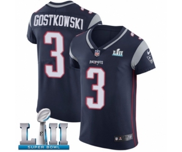 Men's Nike New England Patriots #3 Stephen Gostkowski Navy Blue Team Color Vapor Untouchable Elite Player Super Bowl LII NFL Jersey