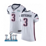 Men's Nike New England Patriots #3 Stephen Gostkowski White Vapor Untouchable Elite Player Super Bowl LII NFL Jersey