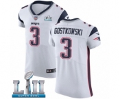 Men's Nike New England Patriots #3 Stephen Gostkowski White Vapor Untouchable Elite Player Super Bowl LII NFL Jersey