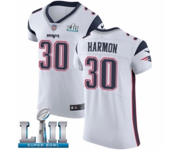 Men's Nike New England Patriots #30 Duron Harmon White Vapor Untouchable Elite Player Super Bowl LII NFL Jersey