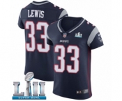 Men's Nike New England Patriots #33 Dion Lewis Navy Blue Team Color Vapor Untouchable Elite Player Super Bowl LII NFL Jersey