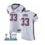 Men's Nike New England Patriots #33 Dion Lewis White Vapor Untouchable Elite Player Super Bowl LII NFL Jersey