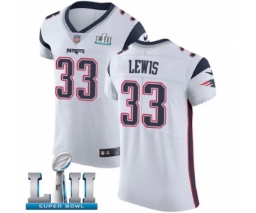 Men's Nike New England Patriots #33 Dion Lewis White Vapor Untouchable Elite Player Super Bowl LII NFL Jersey