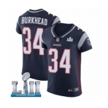 Men's Nike New England Patriots #34 Rex Burkhead Navy Blue Team Color Vapor Untouchable Elite Player Super Bowl LII NFL Jersey