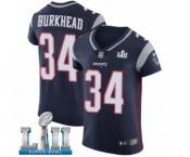 Men's Nike New England Patriots #34 Rex Burkhead Navy Blue Team Color Vapor Untouchable Elite Player Super Bowl LII NFL Jersey