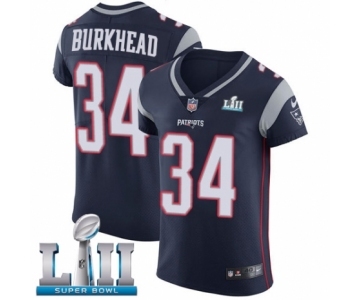 Men's Nike New England Patriots #34 Rex Burkhead Navy Blue Team Color Vapor Untouchable Elite Player Super Bowl LII NFL Jersey