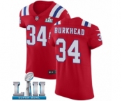 Men's Nike New England Patriots #34 Rex Burkhead Red Alternate Vapor Untouchable Elite Player Super Bowl LII NFL Jersey