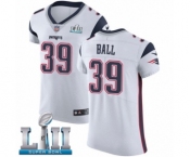 Men's Nike New England Patriots #39 Montee Ball White Vapor Untouchable Elite Player Super Bowl LII NFL Jersey