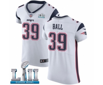 Men's Nike New England Patriots #39 Montee Ball White Vapor Untouchable Elite Player Super Bowl LII NFL Jersey