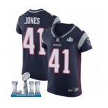 Men's Nike New England Patriots #41 Cyrus Jones Navy Blue Team Color Vapor Untouchable Elite Player Super Bowl LII NFL Jersey