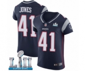 Men's Nike New England Patriots #41 Cyrus Jones Navy Blue Team Color Vapor Untouchable Elite Player Super Bowl LII NFL Jersey