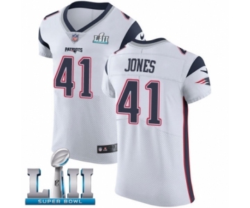 Men's Nike New England Patriots #41 Cyrus Jones White Vapor Untouchable Elite Player Super Bowl LII NFL Jersey