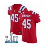 Men's Nike New England Patriots #45 David Harris Red Alternate Vapor Untouchable Elite Player Super Bowl LII NFL Jersey