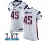 Men's Nike New England Patriots #45 David Harris White Vapor Untouchable Elite Player Super Bowl LII NFL Jersey