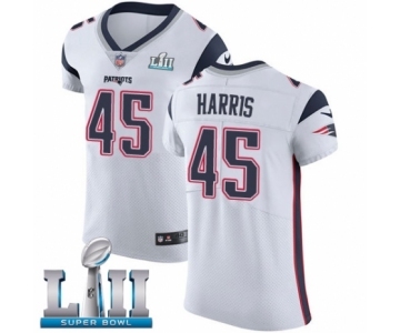 Men's Nike New England Patriots #45 David Harris White Vapor Untouchable Elite Player Super Bowl LII NFL Jersey