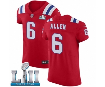 Men's Nike New England Patriots #6 Ryan Allen Red Alternate Vapor Untouchable Elite Player Super Bowl LII NFL Jersey