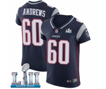 Men's Nike New England Patriots #60 David Andrews Navy Blue Team Color Vapor Untouchable Elite Player Super Bowl LII NFL Jersey