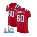 Men's Nike New England Patriots #60 David Andrews Red Alternate Vapor Untouchable Elite Player Super Bowl LII NFL Jersey