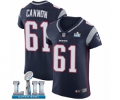 Men's Nike New England Patriots #61 Marcus Cannon Navy Blue Team Color Vapor Untouchable Elite Player Super Bowl LII NFL Jersey