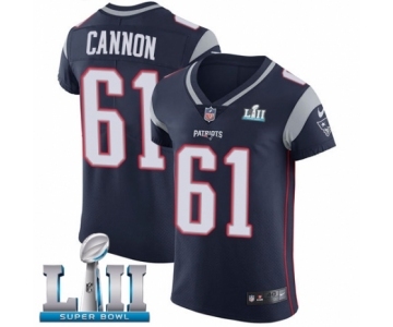 Men's Nike New England Patriots #61 Marcus Cannon Navy Blue Team Color Vapor Untouchable Elite Player Super Bowl LII NFL Jersey