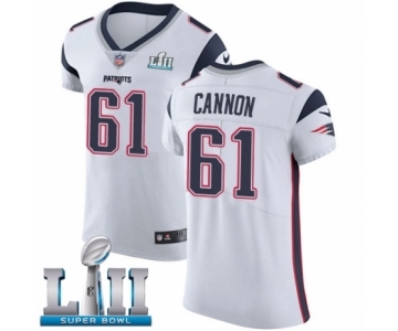 Men's Nike New England Patriots #61 Marcus Cannon White Vapor Untouchable Elite Player Super Bowl LII NFL Jersey