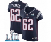 Men's Nike New England Patriots #62 Joe Thuney Navy Blue Team Color Vapor Untouchable Elite Player Super Bowl LII NFL Jersey