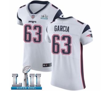 Men's Nike New England Patriots #63 Antonio Garcia White Vapor Untouchable Elite Player Super Bowl LII NFL Jersey