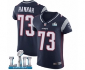 Men's Nike New England Patriots #73 John Hannah Navy Blue Team Color Vapor Untouchable Elite Player Super Bowl LII NFL Jersey