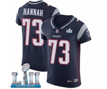 Men's Nike New England Patriots #73 John Hannah Navy Blue Team Color Vapor Untouchable Elite Player Super Bowl LII NFL Jersey