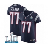 Men's Nike New England Patriots #77 Nate Solder Navy Blue Team Color Vapor Untouchable Elite Player Super Bowl LII NFL Jersey