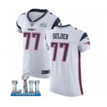 Men's Nike New England Patriots #77 Nate Solder White Vapor Untouchable Elite Player Super Bowl LII NFL Jersey