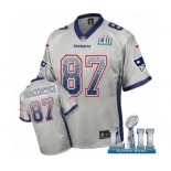 Men's Nike New England Patriots #87 Rob Gronkowski Elite Grey Drift Fashion Super Bowl LII NFL Jersey