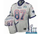 Men's Nike New England Patriots #87 Rob Gronkowski Elite Grey Drift Fashion Super Bowl LII NFL Jersey