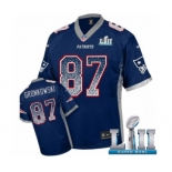 Men's Nike New England Patriots #87 Rob Gronkowski Elite Navy Blue Drift Fashion Super Bowl LII NFL Jersey