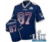 Men's Nike New England Patriots #87 Rob Gronkowski Elite Navy Blue Drift Fashion Super Bowl LII NFL Jersey