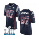 Men's Nike New England Patriots #87 Rob Gronkowski Elite Navy Blue Home Drift Fashion Super Bowl LII NFL Jersey