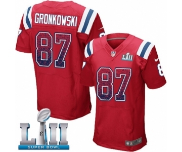 Men's Nike New England Patriots #87 Rob Gronkowski Elite Red Alternate Drift Fashion Super Bowl LII NFL Jersey