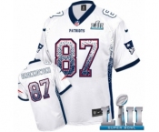 Men's Nike New England Patriots #87 Rob Gronkowski Elite White Drift Fashion Super Bowl LII NFL Jersey