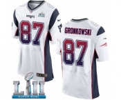 Men's Nike New England Patriots #87 Rob Gronkowski Elite White Road Drift Fashion Super Bowl LII NFL Jersey