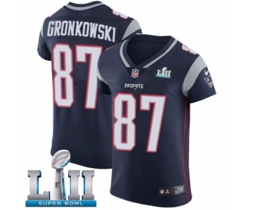 Men's Nike New England Patriots #87 Rob Gronkowski Navy Blue Team Color Vapor Untouchable Elite Player Super Bowl LII NFL Jersey