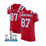 Men's Nike New England Patriots #87 Rob Gronkowski Red Alternate Vapor Untouchable Elite Player Super Bowl LII NFL Jersey