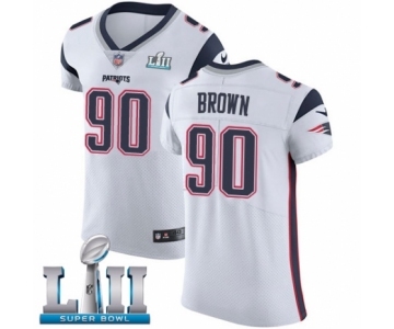 Men's Nike New England Patriots #90 Malcom Brown White Vapor Untouchable Elite Player Super Bowl LII NFL Jersey