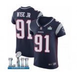 Men's Nike New England Patriots #91 Deatrich Wise Jr Navy Blue Team Color Vapor Untouchable Elite Player Super Bowl LII NFL Jersey