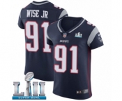 Men's Nike New England Patriots #91 Deatrich Wise Jr Navy Blue Team Color Vapor Untouchable Elite Player Super Bowl LII NFL Jersey