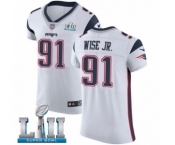 Men's Nike New England Patriots #91 Deatrich Wise Jr White Vapor Untouchable Elite Player Super Bowl LII NFL Jersey